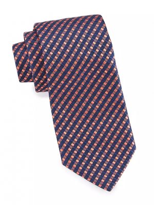 Шелковый галстук в полоску из сирсакера , цвет navy orange Charvet
