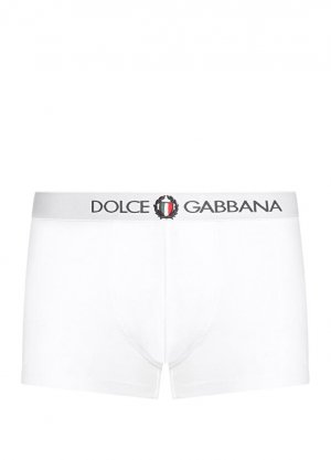 Белые боксеры с лентой логотипом на талии Dolce&Gabbana