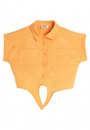 Блузка-рубашка CROP TIE FRONT DETAIL SHORT SLEEVE POCKETS MODAL , цвет orange Koton