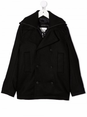 Двубортное пальто с логотипом Givenchy Kids. Цвет: черный