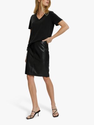 Кожаная юбка-карандаш Soaked In Luxury Folly, черная