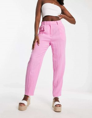 Розовые льняные брюки Monki. Цвет: розовый