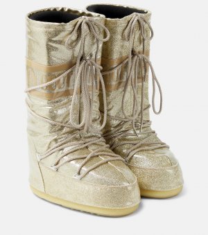 Зимние ботинки icon с блестками , золото Moon Boot