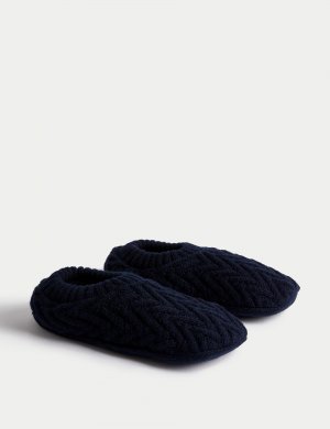 Носки-тапочки с узором «елочка» , темно-синий Marks & Spencer