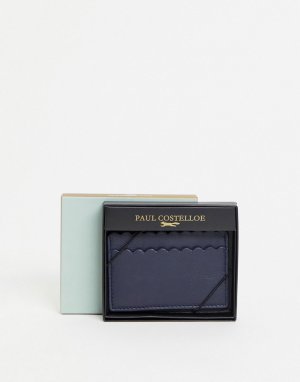 Темно-синий кожаный кошелек для карт с фигурным краем Paul Costelloe