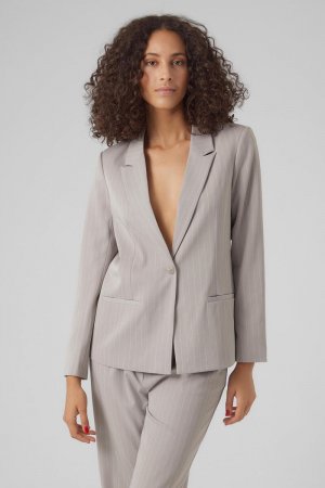 Узкий пиджак в полоску с принтом , серый Vero Moda