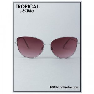 Солнцезащитные очки , кошачий глаз, оправа: металл, с защитой от УФ, для женщин, серебряный Tropical. Цвет: серебристый/серебряный