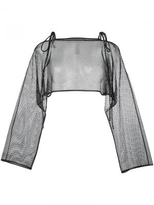 Сетчатая блузка с завязками Demoo Parkchoonmoo. Цвет: чёрный