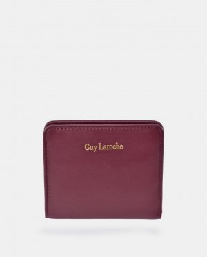 Кожаный кошелек бордового цвета с застежкой-кнопкой , бордо Guy Laroche
