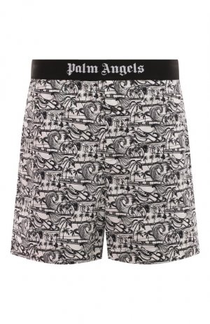 Хлопковые шорты Palm Angels. Цвет: чёрно-белый