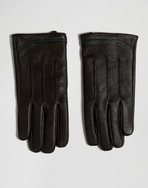 Кожаные перчатки Ted Baker. Цвет: черный