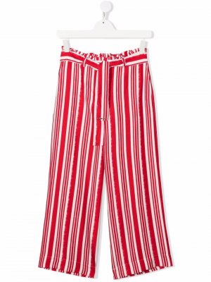 Полосатые брюки с поясом TWINSET Kids. Цвет: красный