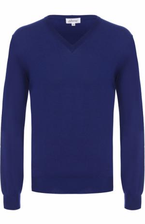 Пуловер из шерсти тонкой вязки Brioni. Цвет: синий