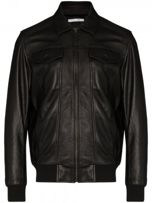 Кожаная куртка на молнии LOT78. Цвет: черный