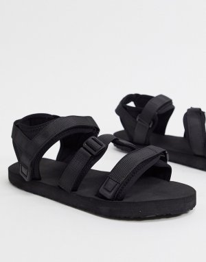 Черные сандалии с ремешками -Черный цвет ASOS DESIGN