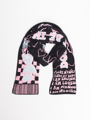 Вязаный трикотажный шарф с надписями zolla. Цвет: мультицвет