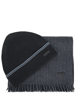 Комплект шапка и шарф BOSS. Цвет: синий