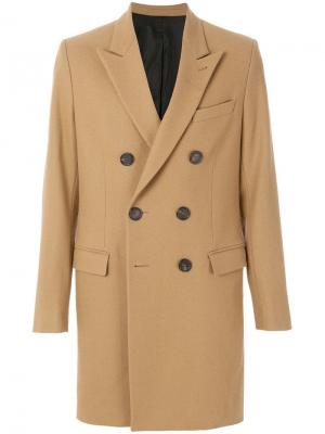 Двубортное пальто AMI Paris. Цвет: нейтральные цвета
