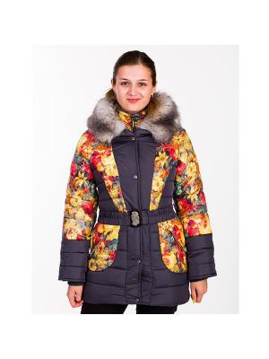 Куртка для девочки Цветы Пралеска. Цвет: серый, оранжевый