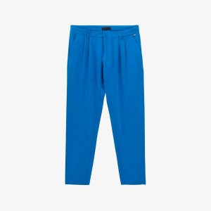 Прямые брюки из плетеной ткани со средней посадкой и вытачками Ikks, синий IKKS