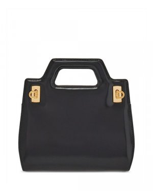 Миниатюрная кожаная сумка Wanda с ручкой сверху , цвет Black Ferragamo
