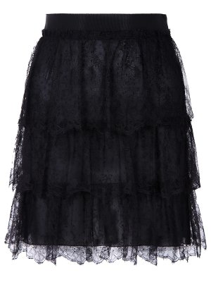 Мини-юбка с кружевом VALENTINO PAP. Цвет: черный