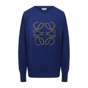 Шерстяной пуловер Loewe. Цвет: синий