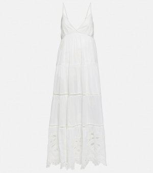 Платье макси Michelle из хлопка с вышивкой VELVET, белый Velvet