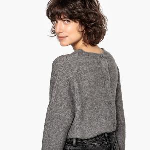 Пуловер на пуговицах сзади, форма болеро La Redoute Collections. Цвет: каштановый,серый меланж