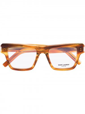 Очки SL469 в квадратной оправе Saint Laurent Eyewear. Цвет: коричневый