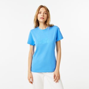 Футболки Женская футболка Slim Fit Lacoste. Цвет: голубой