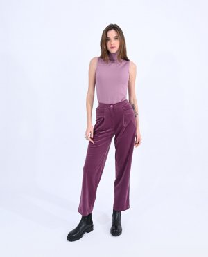 Женские длинные прямые брюки из бархатной ткани , фиолетовый Molly Bracken. Цвет: фиолетовый