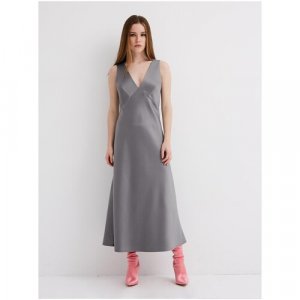 Платье-комбинация YULIASWAY, атлас, полуприлегающее, миди, размер XL, серый YULIA'SWAY. Цвет: серый