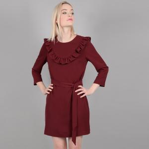 Платье-солнце короткое с рукавом 3/4 MOLLY BRACKEN. Цвет: бордовый,черный