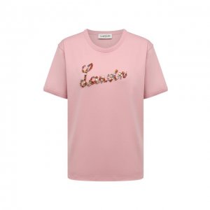Хлопковая футболка Lanvin. Цвет: розовый