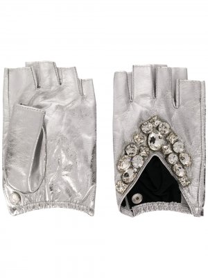 Перчатки-митенки K/Geostone Karl Lagerfeld. Цвет: серебристый