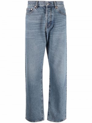 Прямые джинсы с эффектом потертости Valentino. Цвет: синий