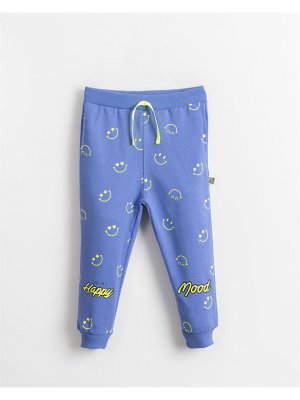 Спортивные штаны для маленьких девочек с принтом и эластичной резинкой на талии , темно-синий Mışıl Kids