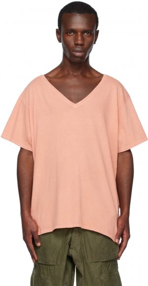 Розовая футболка с v-образным вырезом Greg Lauren