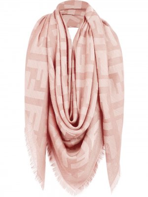 Жаккардовая шаль с монограммой FF Fendi. Цвет: розовый