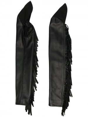 Длинные перчатки с бахромой MM6 Maison Margiela. Цвет: черный