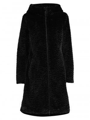 Пальто из искусственного меха с капюшоном , черный Donna Karan New York