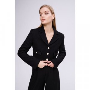 Пиджак , укороченный, силуэт прямой, размер M, черный Charmstore. Цвет: черный