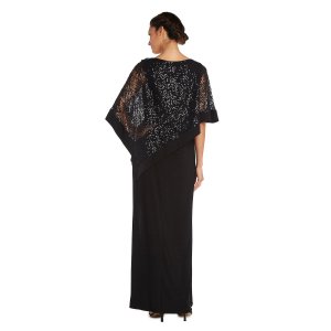 Женское кружевное вечернее платье-пончо , черный R&M Richards