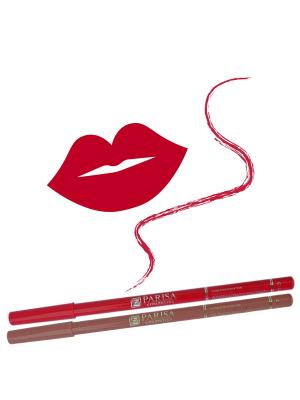 Набор деревянных косметических карандашей для губ 2 штуки. Натуральный плюс цвет 422 Красный Parisa. Цвет: красный