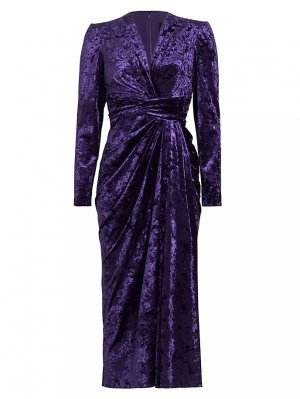 Платье миди из эластичного бархата с длинными рукавами , фиолетовый Zuhair Murad