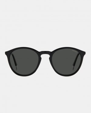 Черные круглые мужские солнцезащитные очки с поляризационными линзами , черный Polaroid