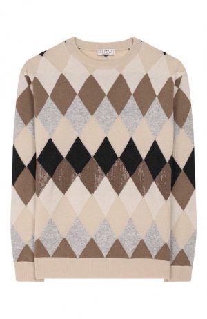Пуловер из шерсти и кашемира Brunello Cucinelli. Цвет: разноцветный