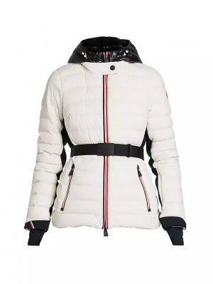 Лыжная куртка-пуховик Grenoble Bruche с французским флагом и поясом , белый Moncler