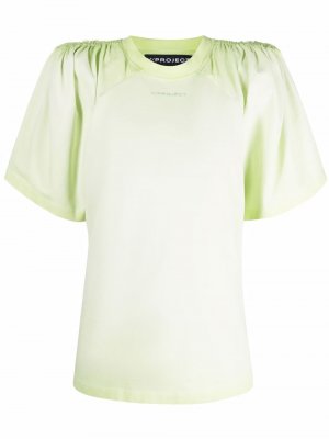 Draped-sleeved cotton T-shirt Y/Project. Цвет: зеленый
